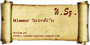 Wimmer Szirén névjegykártya